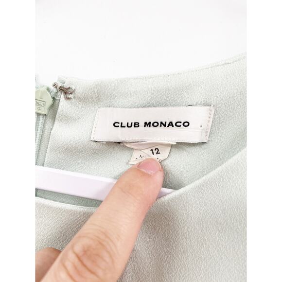 Club Monaco Ceithan Silver Sage Short Cape Sleeve Round Neck Dress Size 12 - Picture 6 of 8